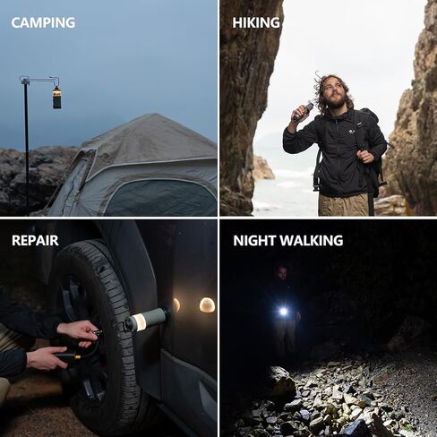 7-in-1 Modular Camping Lantern Rechargeable, 5000mAh, 500LM, IPX4 Waterproof, Air Pump, Fan, Bluetooth Speaker, Multi-Function Portable Flashlight for Emergency, Hiking, Fishing (Green) in Saudi Arabia