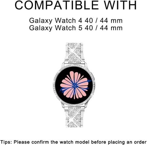 Mosonio Compatible with Samsung Galaxy Watch FE 2024 40mm/Galaxy Watch 5 Band 40mm 44mm/ Galaxy Watch 4 Band 40mm 44mm with Protective Cover Case, 20mm Bling Metal Galaxy Watch Band for Women (Silver, Black, Rose Pink, Rose Gold, Colorful, Starlight) in Saudi Arabia