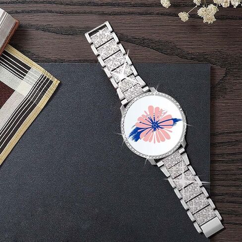 Mosonio Compatible with Samsung Galaxy Watch FE 2024 40mm/Galaxy Watch 5 Band 40mm 44mm/ Galaxy Watch 4 Band 40mm 44mm with Protective Cover Case, 20mm Bling Metal Galaxy Watch Band for Women (Silver, Black, Rose Pink, Rose Gold, Colorful, Starlight) in Saudi Arabia