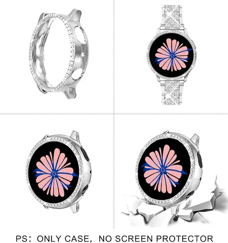 Mosonio Compatible with Samsung Galaxy Watch FE 2024 40mm/Galaxy Watch 5 Band 40mm 44mm/ Galaxy Watch 4 Band 40mm 44mm with Protective Cover Case, 20mm Bling Metal Galaxy Watch Band for Women (Silver, Black, Rose Pink, Rose Gold, Colorful, Starlight) in Saudi Arabia