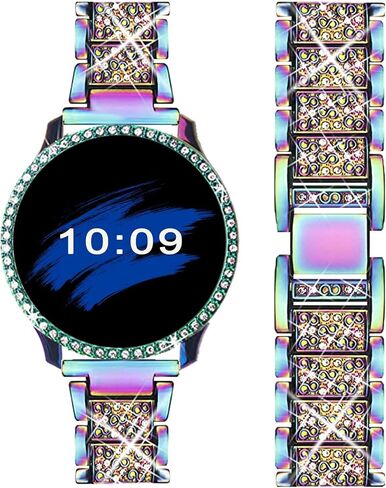 Mosonio Compatible with Samsung Galaxy Watch FE 2024 40mm/Galaxy Watch 5 Band 40mm 44mm/ Galaxy Watch 4 Band 40mm 44mm with Protective Cover Case, 20mm Bling Metal Galaxy Watch Band for Women (Silver, Black, Rose Pink, Rose Gold, Colorful, Starlight) in Saudi Arabia