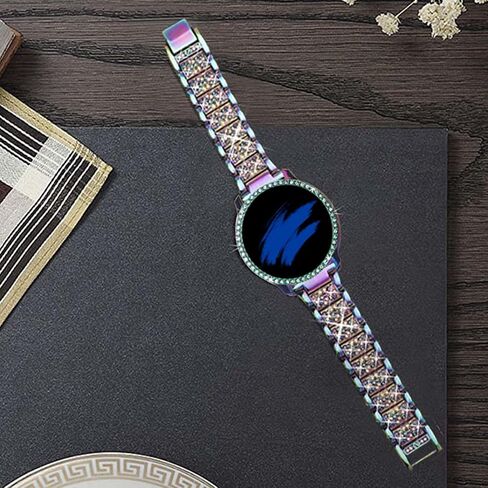 Mosonio Compatible with Samsung Galaxy Watch FE 2024 40mm/Galaxy Watch 5 Band 40mm 44mm/ Galaxy Watch 4 Band 40mm 44mm with Protective Cover Case, 20mm Bling Metal Galaxy Watch Band for Women (Silver, Black, Rose Pink, Rose Gold, Colorful, Starlight) in Saudi Arabia
