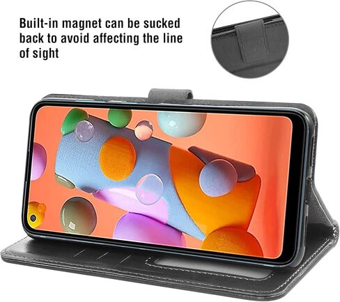Asuwish متوافق مع حافظة محفظة Samsung Galaxy A11 وواقي شاشة من الزجاج المقسى وغطاء جلدي قابل للطي وحامل بطاقات وحامل ملحقات الهاتف وحافظات الهاتف لـ Glaxay A 11 Gaxaly 11A والنساء والرجال باللون الأسود in Saudi Arabia