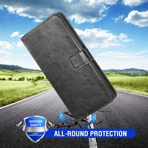Asuwish متوافق مع حافظة محفظة Samsung Galaxy A11 وواقي شاشة من الزجاج المقسى وغطاء جلدي قابل للطي وحامل بطاقات وحامل ملحقات الهاتف وحافظات الهاتف لـ Glaxay A 11 Gaxaly 11A والنساء والرجال باللون الأسود in Saudi Arabia