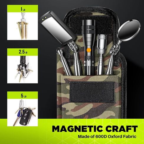 Telescoping Magnetic Pickup Tool Set, Inspection Mirror Telescoping, LED Flashlight, Cool Gadgets for Men, Stocking Stuffers, Gifts for Dad, Husband, Kids, Boyfriend, Magnet Stick(Red) in Kuwait