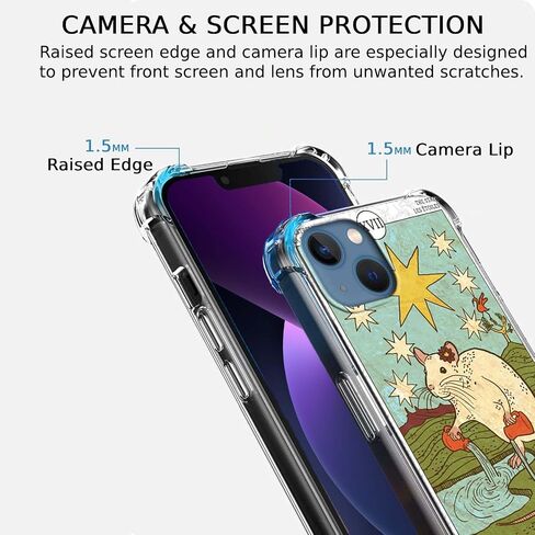 حافظة لهاتف iPhone 13 بتصميم بطاقة التارو، حافظة جمالية بنمط الفئران اللطيفة، غطاء حماية عصري ناعم من مادة TPU، مقاس 6.1 بوصات (الفئران، 13) in Kuwait