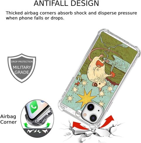 حافظة لهاتف iPhone 13 بتصميم بطاقة التارو، حافظة جمالية بنمط الفئران اللطيفة، غطاء حماية عصري ناعم من مادة TPU، مقاس 6.1 بوصات (الفئران، 13) in Kuwait