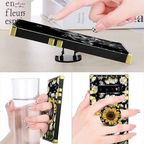 KANGHAR Designed for Samsung Galaxy S10 Plus Case for Women Girls Sunflower with Screen Protector Lanyard Strap Ring Holder Kickstand Flower Floral Daisy Grip Stand Phone Bumper 6.4" in Saudi Arabia