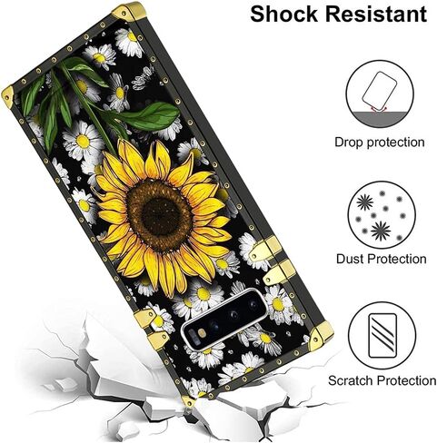 KANGHAR Designed for Samsung Galaxy S10 Plus Case for Women Girls Sunflower with Screen Protector Lanyard Strap Ring Holder Kickstand Flower Floral Daisy Grip Stand Phone Bumper 6.4" in Saudi Arabia