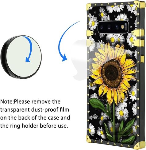 KANGHAR Designed for Samsung Galaxy S10 Plus Case for Women Girls Sunflower with Screen Protector Lanyard Strap Ring Holder Kickstand Flower Floral Daisy Grip Stand Phone Bumper 6.4" in Saudi Arabia