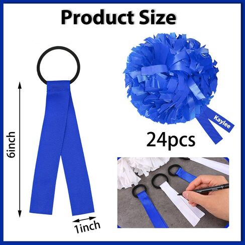 24 Pieces Cheerleader Pom Poms Tags Black Cheerleading Name Tags Ribbons Personalized Cheer Pom Tags Travel Suitcases Labels for Backpack Bags Keychains in Saudi Arabia