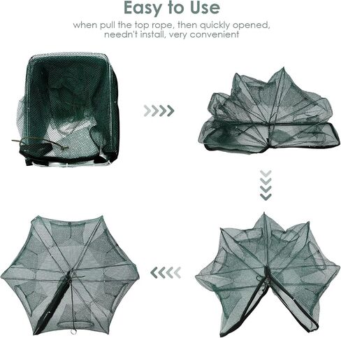 SOONHUA Fishing Net,Foldable Crab Trap Crayfish Trap,6/12 Holes,Quickly Opened Fishing Bait Traps with Zipper,Landing Net Trap Cast Dip Cage Fish Shrimp Minnow Crayfish Crab Baits Mesh Trap in Kuwait