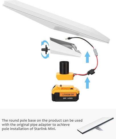 كابل طاقة Starlink Mini DC لبطارية Dewalt - قاعدة محول متوافقة مع بطاريات Dewalt - مع 6 صمامات وقاعدة قطب مستديرة - محول طاقة Starlink Mini in Kuwait