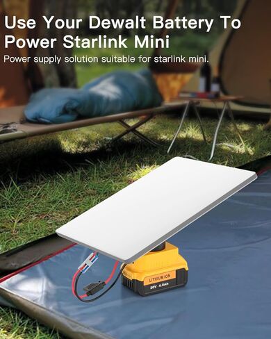 كابل طاقة Starlink Mini DC لبطارية Dewalt - قاعدة محول متوافقة مع بطاريات Dewalt - مع 6 صمامات وقاعدة قطب مستديرة - محول طاقة Starlink Mini in Kuwait