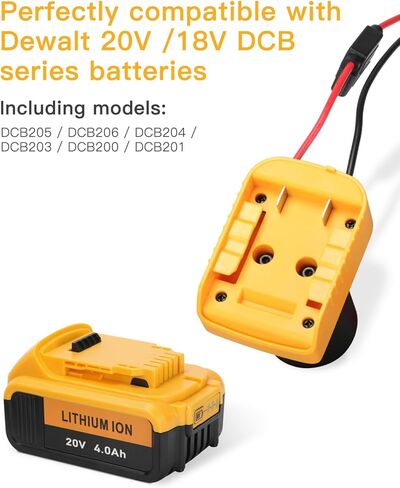 كابل طاقة Starlink Mini DC لبطارية Dewalt - قاعدة محول متوافقة مع بطاريات Dewalt - مع 6 صمامات وقاعدة قطب مستديرة - محول طاقة Starlink Mini in Kuwait