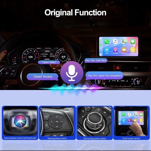 Wireless CarPlay Adapter, for Factory Wired CarPlay 2024 Upgrade, Newest and Fastest 5Ghz, Plug and Play, USB-C and USB-A Cables, Fast and Easy Use Dongle for Cars, Wired CarPlay Required in Saudi Arabia