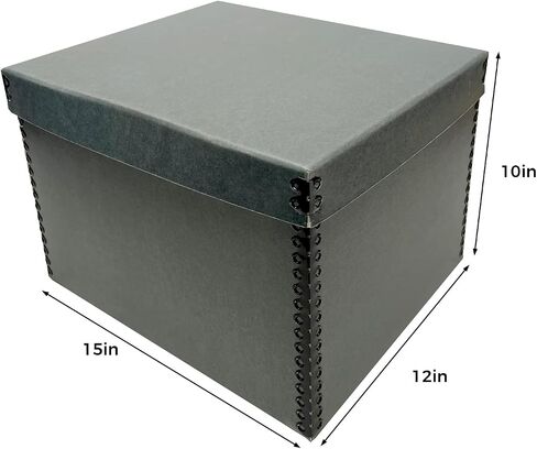 Lineco Record Storage Box 12x15x10 inch. Extra-Durable Filing Archival Cartons for Long-Term Storage of Important Documents, Papers, Photos or Prints. Acid-Free Gray Boxboard, 1 Pack in Saudi Arabia