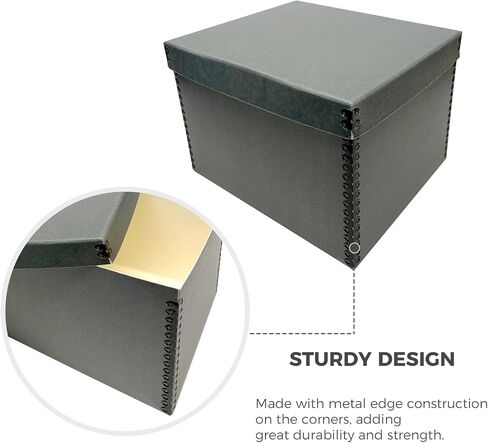 Lineco Record Storage Box 12x15x10 inch. Extra-Durable Filing Archival Cartons for Long-Term Storage of Important Documents, Papers, Photos or Prints. Acid-Free Gray Boxboard, 1 Pack in Saudi Arabia