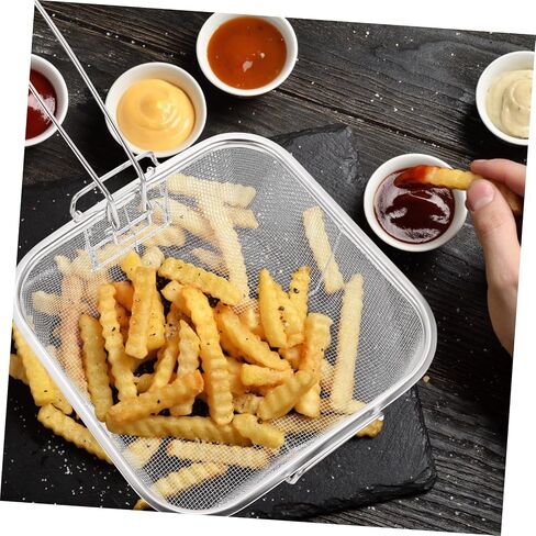SHOWERORO Stainless Steel Fry Basket for Kitchen Deep Fryer with Handle Ideal for Frying Chicken Seafood and Vegetables Food Strainer and Colander for Cooking and Rinsing in Saudi Arabia