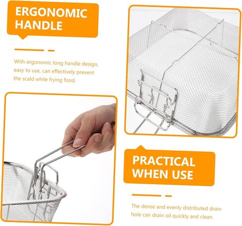 SHOWERORO Stainless Steel Fry Basket for Kitchen Deep Fryer with Handle Ideal for Frying Chicken Seafood and Vegetables Food Strainer and Colander for Cooking and Rinsing in Saudi Arabia