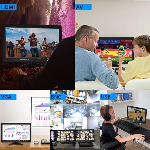 شاشة صغيرة 10.1 بوصة، مكبرات صوت مدمجة لشاشة Raspberry Pi، شاشة صغيرة 1280 × 800، شاشة HDMI 60 هرتز، 3 مللي ثانية، شاشة IPS مع جهاز تحكم عن بعد، مدخل HDMI VGA AV BNC (10.1 بوصة - 1280 × 800 بكسل) in Kuwait