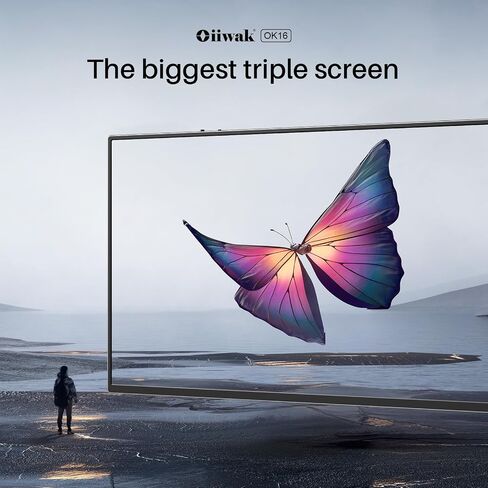 Oiiwak Two Laptop Screen Extender 16 Inch FHD 1200P 16:10 IPS Triple Monitor for 15-17.3" Notebooks Plug-Play Compatible with Windows 10/11 Featuring Type-C/HDMI/USB-C in Saudi Arabia