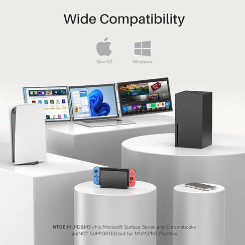 Oiiwak Two Laptop Screen Extender 16 Inch FHD 1200P 16:10 IPS Triple Monitor for 15-17.3" Notebooks Plug-Play Compatible with Windows 10/11 Featuring Type-C/HDMI/USB-C in Saudi Arabia