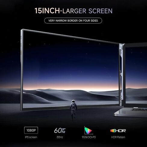 Oiiwak Two Laptop Screen Extender 16 Inch FHD 1200P 16:10 IPS Triple Monitor for 15-17.3" Notebooks Plug-Play Compatible with Windows 10/11 Featuring Type-C/HDMI/USB-C in Saudi Arabia