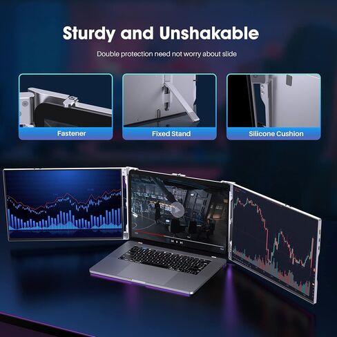 Oiiwak Two Laptop Screen Extender 16 Inch FHD 1200P 16:10 IPS Triple Monitor for 15-17.3" Notebooks Plug-Play Compatible with Windows 10/11 Featuring Type-C/HDMI/USB-C in Saudi Arabia