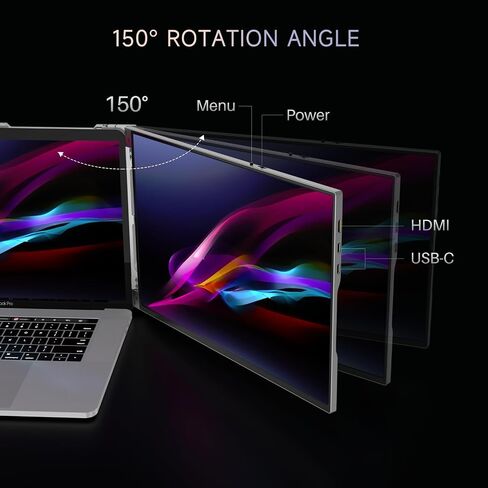Oiiwak Two Laptop Screen Extender 16 Inch FHD 1200P 16:10 IPS Triple Monitor for 15-17.3" Notebooks Plug-Play Compatible with Windows 10/11 Featuring Type-C/HDMI/USB-C in Saudi Arabia