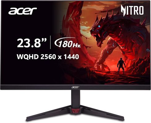 شاشة ألعاب الكمبيوتر Acer Nitro مقاس 23.8 بوصة WQHD 2560 x 1440 ZeroFrame Design | ايه ام دي فري سينك | تحديث يصل إلى 180 هرتز | ما يصل إلى 0.5 مللي ثانية (من G إلى G) | 1 × منفذ عرض 1.4 و2 × منفذ HDMI 2.0 | VG240YU مبيبكس in Saudi Arabia