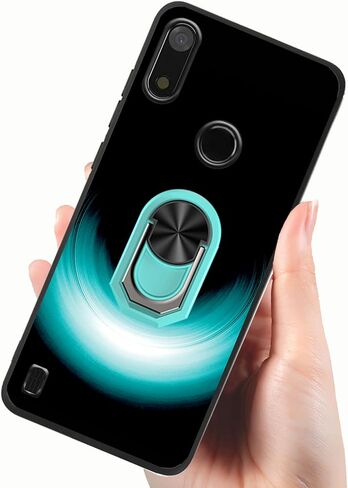Compatible with Gabb Phone4 6.1" Case Thin Soft TPU with Mint-Light Gradient Ring Patterns Painting Case [Rotatable Ring Holder Finger Kickstand] [Support Car Magnetic] Minimalist for Men in Saudi Arabia