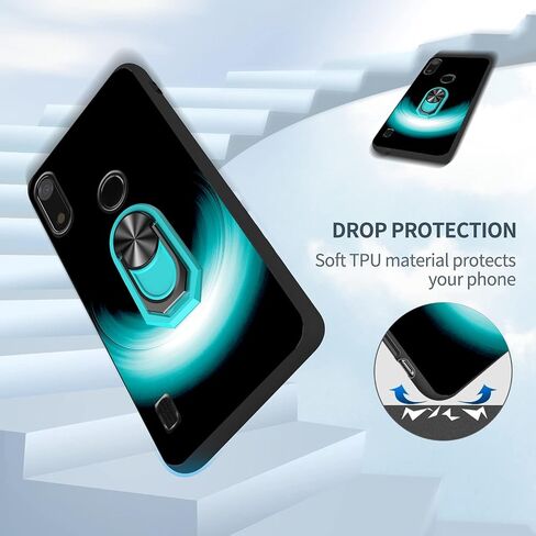Compatible with Gabb Phone4 6.1" Case Thin Soft TPU with Mint-Light Gradient Ring Patterns Painting Case [Rotatable Ring Holder Finger Kickstand] [Support Car Magnetic] Minimalist for Men in Saudi Arabia