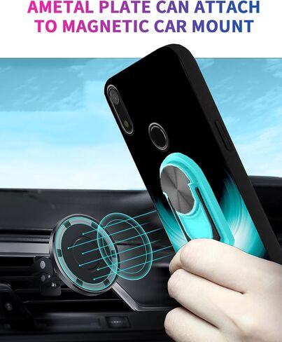 Compatible with Gabb Phone4 6.1" Case Thin Soft TPU with Mint-Light Gradient Ring Patterns Painting Case [Rotatable Ring Holder Finger Kickstand] [Support Car Magnetic] Minimalist for Men in Saudi Arabia