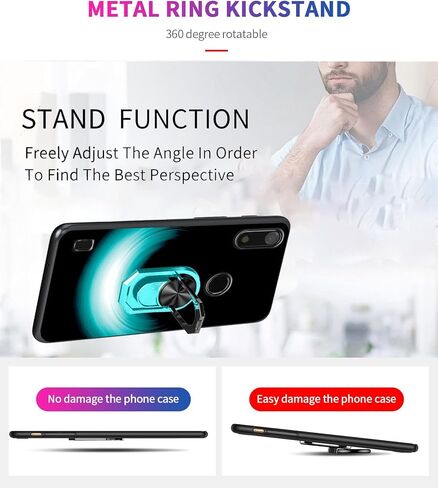 Compatible with Gabb Phone4 6.1" Case Thin Soft TPU with Mint-Light Gradient Ring Patterns Painting Case [Rotatable Ring Holder Finger Kickstand] [Support Car Magnetic] Minimalist for Men in Saudi Arabia