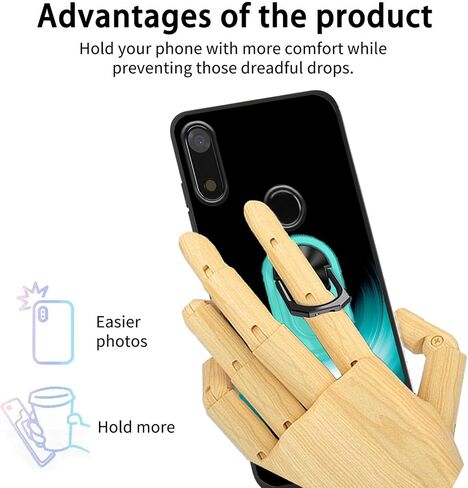 Compatible with Gabb Phone4 6.1" Case Thin Soft TPU with Mint-Light Gradient Ring Patterns Painting Case [Rotatable Ring Holder Finger Kickstand] [Support Car Magnetic] Minimalist for Men in Saudi Arabia