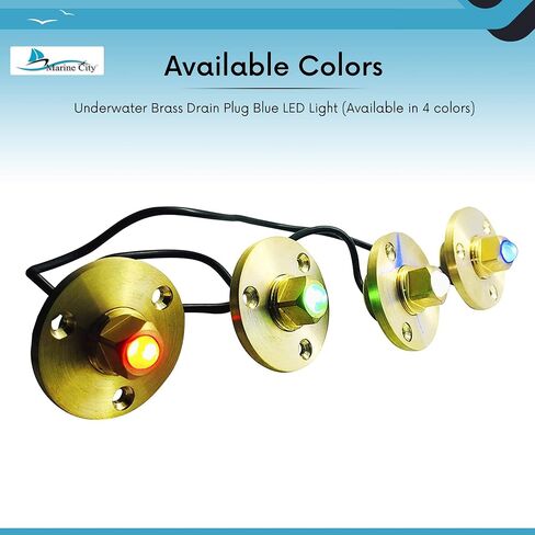 MARINE CITY Under Water Blue LED Light Waterproof Brass Drain Plug with Base Bronze Screw Drain Plug 1 Inch Hole Fishing Under Water for Marines – Boats – Yachts – Pool Lights (Pack of 1) in Kuwait