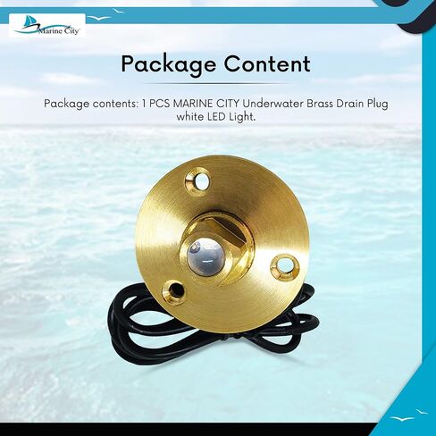 MARINE CITY Under Water Blue LED Light Waterproof Brass Drain Plug with Base Bronze Screw Drain Plug 1 Inch Hole Fishing Under Water for Marines – Boats – Yachts – Pool Lights (Pack of 1) in Kuwait