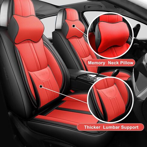 Front Seat Covers,2 Pieces Universal Seat Covers for Cars,Breathable Leather Auto Seat Protectors with Head Pillow,Car Seat Cushions Fit for Most Sedans SUV Pick-up Truck (Black&Red) in Saudi Arabia