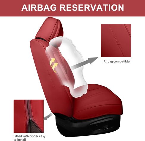 Front Seat Covers,2 Pieces Universal Seat Covers for Cars,Breathable Leather Auto Seat Protectors with Head Pillow,Car Seat Cushions Fit for Most Sedans SUV Pick-up Truck (Black&Red) in Saudi Arabia