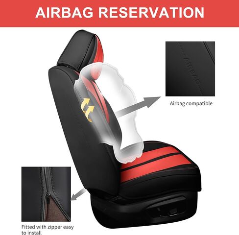 Front Seat Covers,2 Pieces Universal Seat Covers for Cars,Breathable Leather Auto Seat Protectors with Head Pillow,Car Seat Cushions Fit for Most Sedans SUV Pick-up Truck (Black&Red) in Saudi Arabia