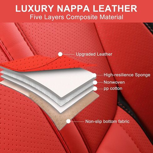 Front Seat Covers,2 Pieces Universal Seat Covers for Cars,Breathable Leather Auto Seat Protectors with Head Pillow,Car Seat Cushions Fit for Most Sedans SUV Pick-up Truck (Black&Red) in Saudi Arabia