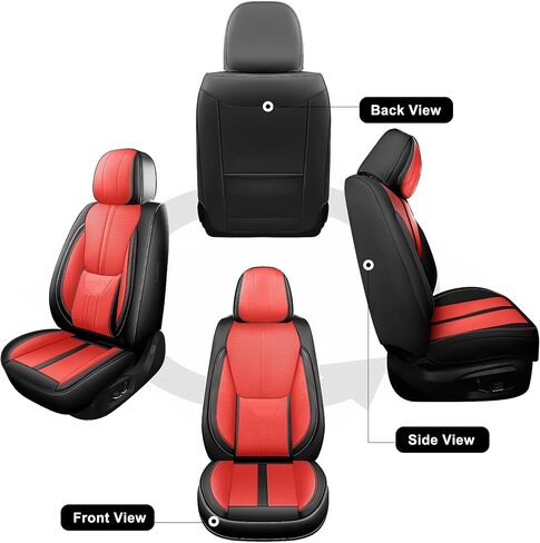 Front Seat Covers,2 Pieces Universal Seat Covers for Cars,Breathable Leather Auto Seat Protectors with Head Pillow,Car Seat Cushions Fit for Most Sedans SUV Pick-up Truck (Black&Red) in Saudi Arabia