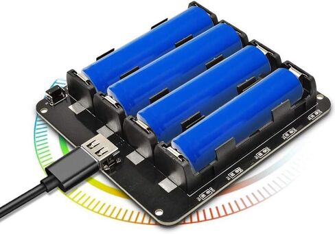 diymore 1865O Battery Holder Four Li-ion V9 Battery Shield Micro USB 5V/3A 3V/1A Power Bank Battery Charging Module(4 Holders) in Saudi Arabia