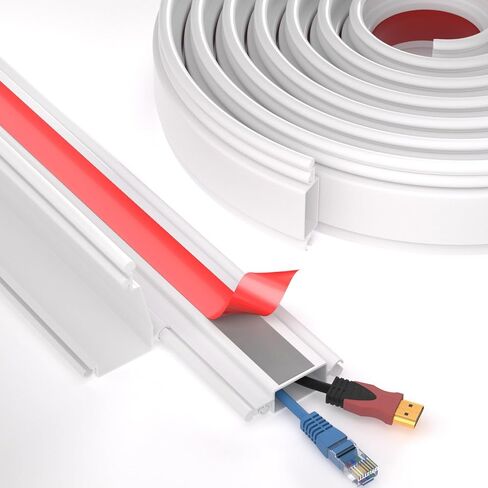 78 Inch Cord Hider Wall,ESUFEIR Cord Cover Wall Cable Management,Paintable Wire Hiders for TV on Wall,Adhesive Cable Cover Hider Raceway Cord Concealer Home Office,L78in X W0.6in X H0.25in (White) in Saudi Arabia