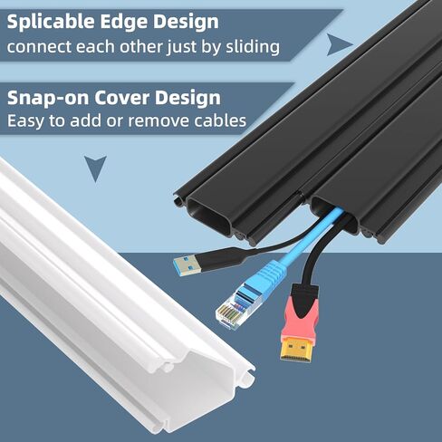 78 Inch Cord Hider Wall,ESUFEIR Cord Cover Wall Cable Management,Paintable Wire Hiders for TV on Wall,Adhesive Cable Cover Hider Raceway Cord Concealer Home Office,L78in X W0.6in X H0.25in (White) in Saudi Arabia