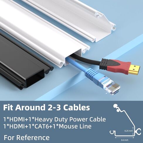 78 Inch Cord Hider Wall,ESUFEIR Cord Cover Wall Cable Management,Paintable Wire Hiders for TV on Wall,Adhesive Cable Cover Hider Raceway Cord Concealer Home Office,L78in X W0.6in X H0.25in (White) in Saudi Arabia