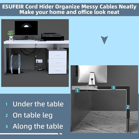 78 Inch Cord Hider Wall,ESUFEIR Cord Cover Wall Cable Management,Paintable Wire Hiders for TV on Wall,Adhesive Cable Cover Hider Raceway Cord Concealer Home Office,L78in X W0.6in X H0.25in (White) in Saudi Arabia