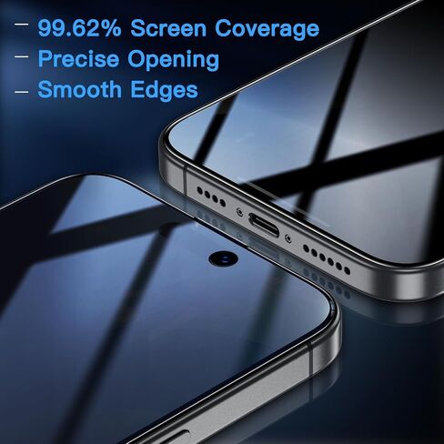 Uyiton UnBreak-Glass for iPhone 16 Pro Max Privacy Screen Protector - 28°Anti-Spy [Easy Fit] [Zero Bubble] Shatterproof Full Coverage Scratch Resistance 9H Private Tempered Glass Screen Cover, 2 Pack in Saudi Arabia