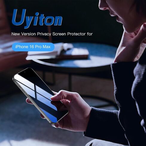 Uyiton UnBreak-Glass for iPhone 16 Pro Max Privacy Screen Protector - 28°Anti-Spy [Easy Fit] [Zero Bubble] Shatterproof Full Coverage Scratch Resistance 9H Private Tempered Glass Screen Cover, 2 Pack in Saudi Arabia
